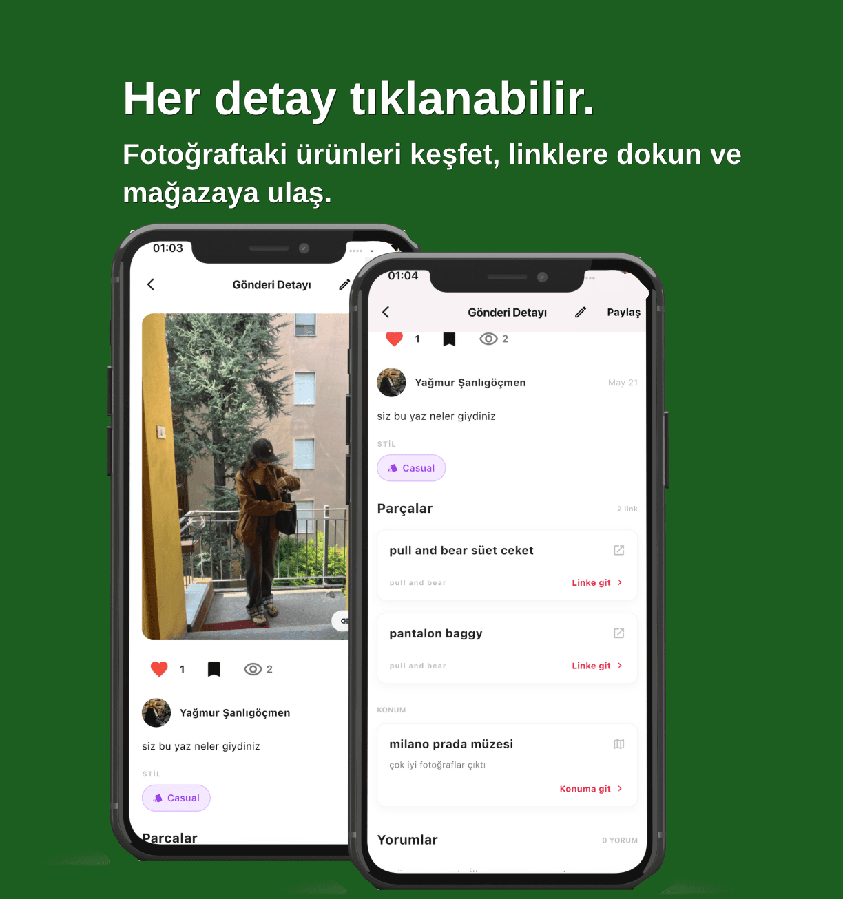 Ürün linkleri — Fotoğraftaki her parça linklenebilir.